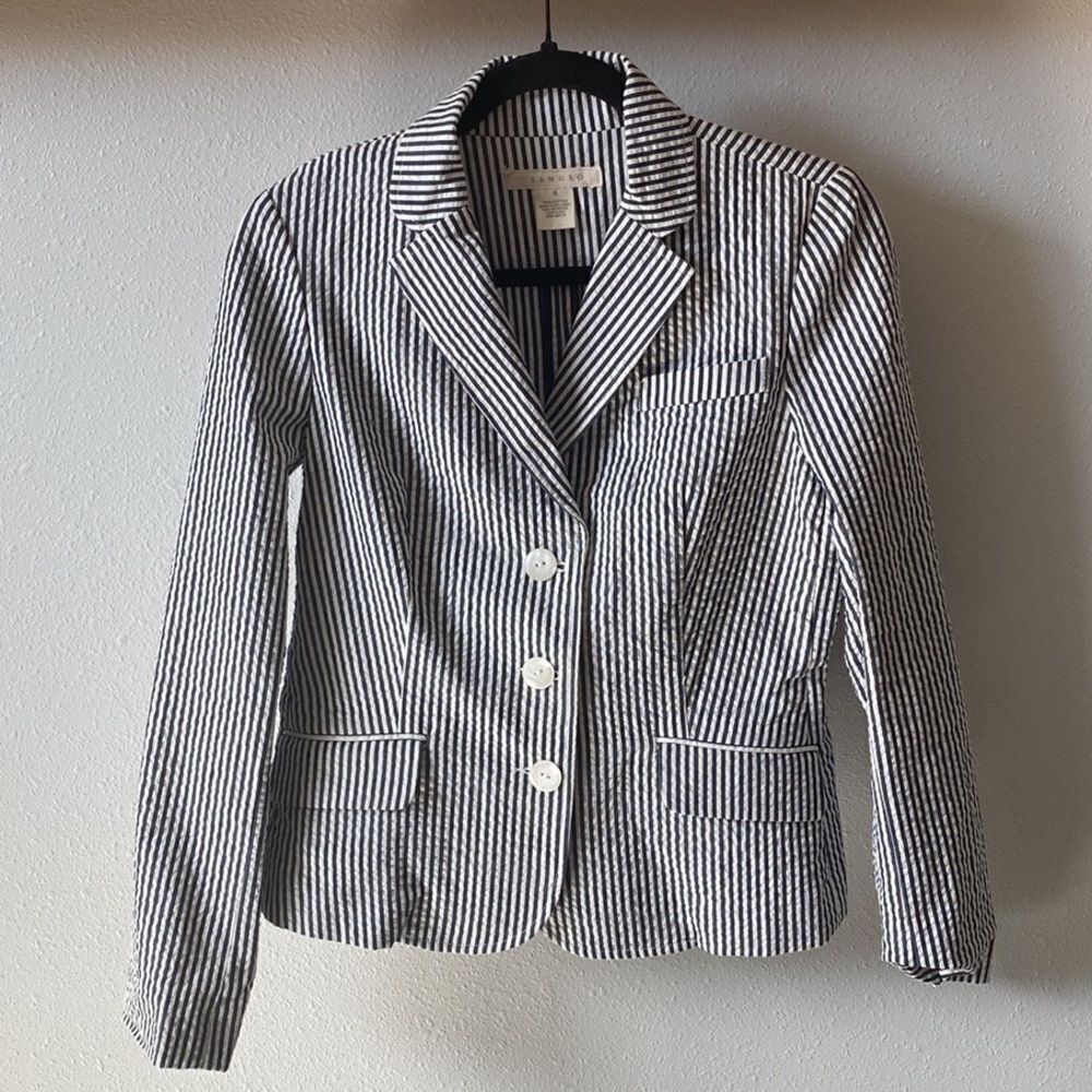 WOMENS SANDRO PINSTRIPED JACKET SIZE SMALL - Picture 1 of 3